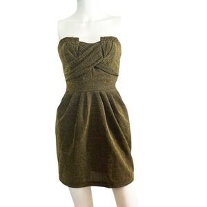 H&M Metallic Strapless Sweetheart Neck Cocktail Mini Dress Size 4